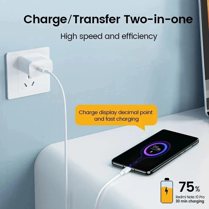 Fast Charger Type-C Cable For Xiaomi 10 11 12 Lite 13T Redmi Note 11T 12T 13 Pro POCO F4 F5 X4 GT X5 X6 Quick Charge